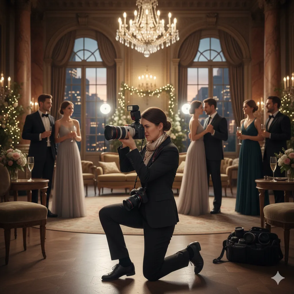 Professional photographer working at an elegant event